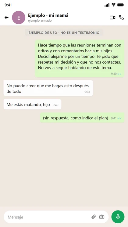 Ejemplo de uso: el mensaje de corte y la decisión de no contestar
