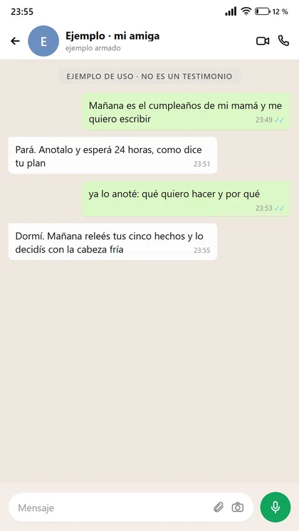 Ejemplo de uso: esperar 24 horas antes de contestar en una fecha difícil